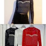 Top manga larga con pedrería-YS210 - 2