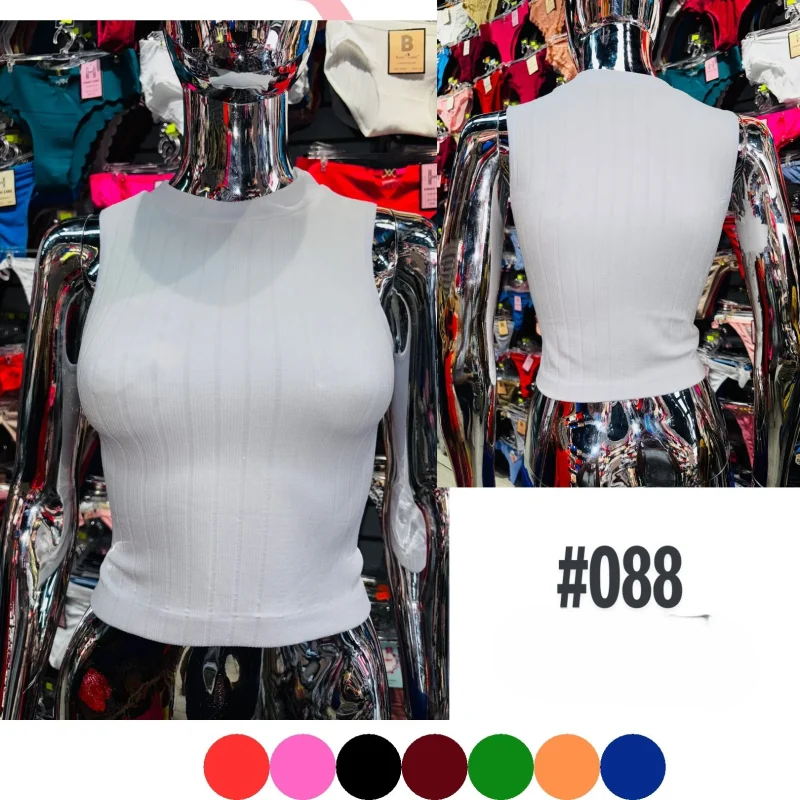 Top tejido blanco sin mangas-#088
