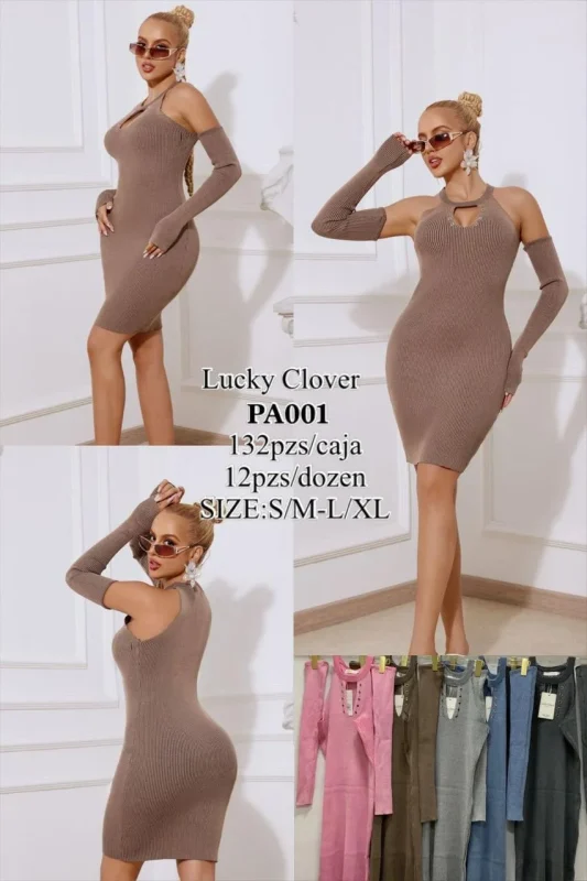 Vestido ajustado con guantes-PA001