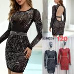 Vestido ajustado con pedrería-SS1023 - 3