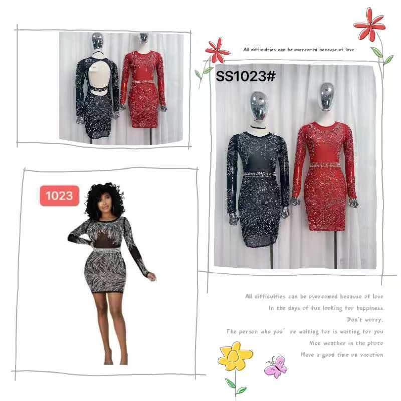 Vestido ajustado con pedrería-SS1023