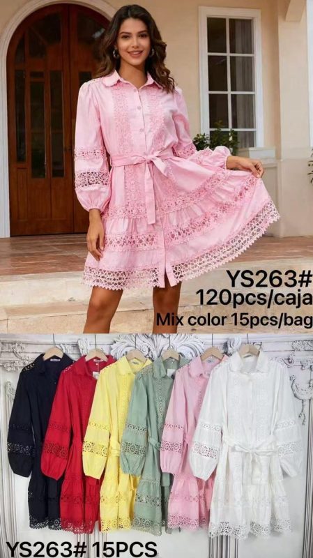 Vestido Camisero con Encaje-YS263