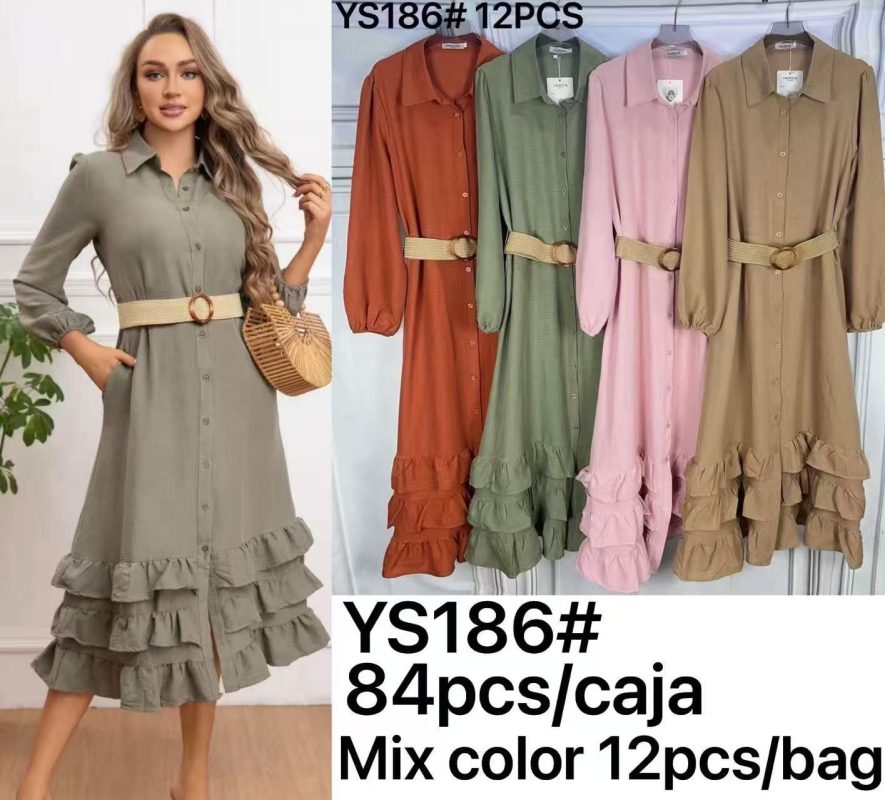 Vestido camisero con volantes-YS186