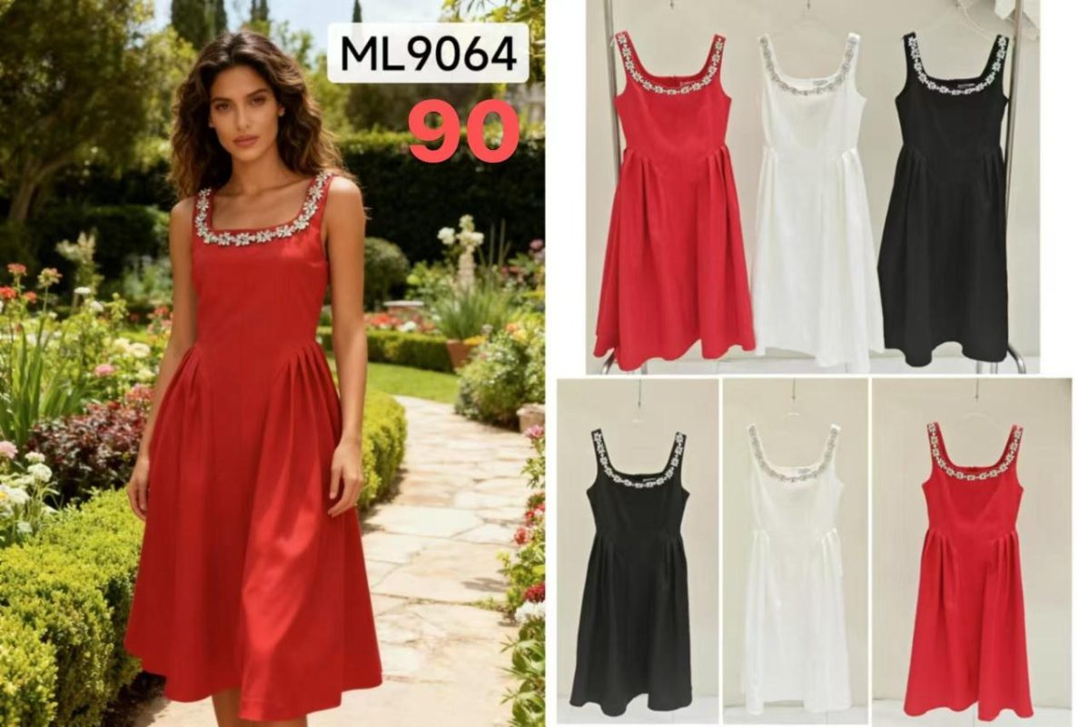 Vestido midi con detalles florales-ML9064