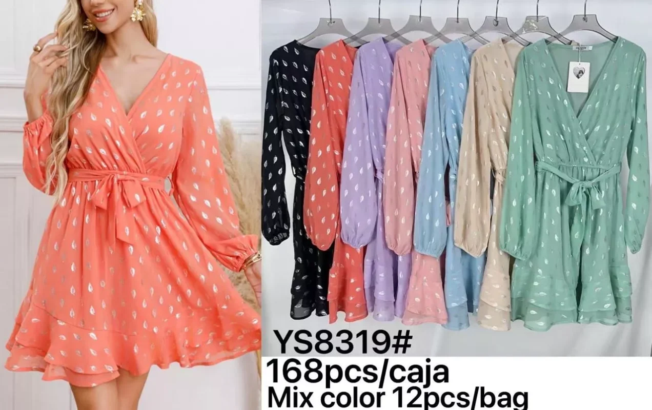 Vestido con estampado de hojas-YS8319