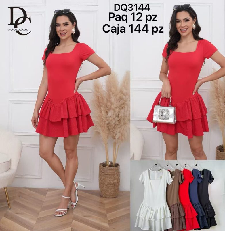 Vestido con falda de volantes-DQ3144