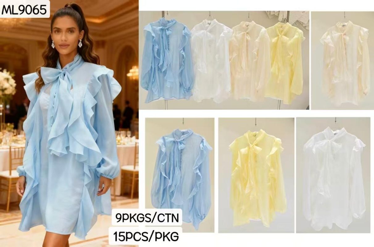 Vestido con olanes y lazo-ML9065