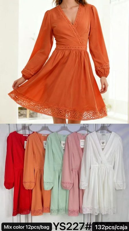 Vestido cruzado con encaje-YS227