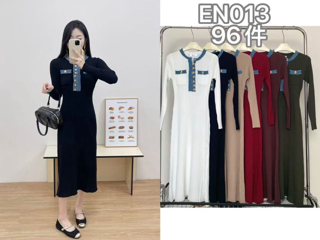 Vestido tejido con detalles en mezclilla-EN013