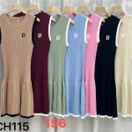 Vestido de punto con detalle plisado-CH115 - 1