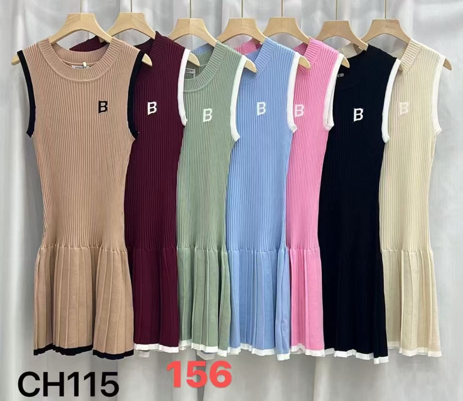 Vestido de punto con detalle plisado-CH115