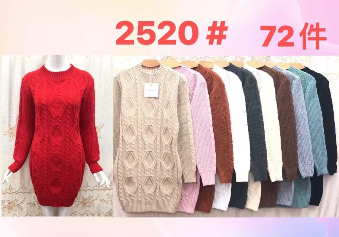 Vestido tipo Suéter de punto con trenzas-JY2520