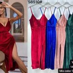 Vestido de terciopelo con abertura-YS8510 - 2