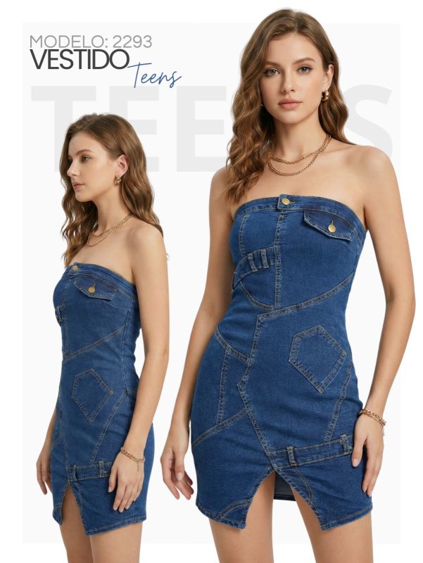 Vestido Denim Strapless-2293