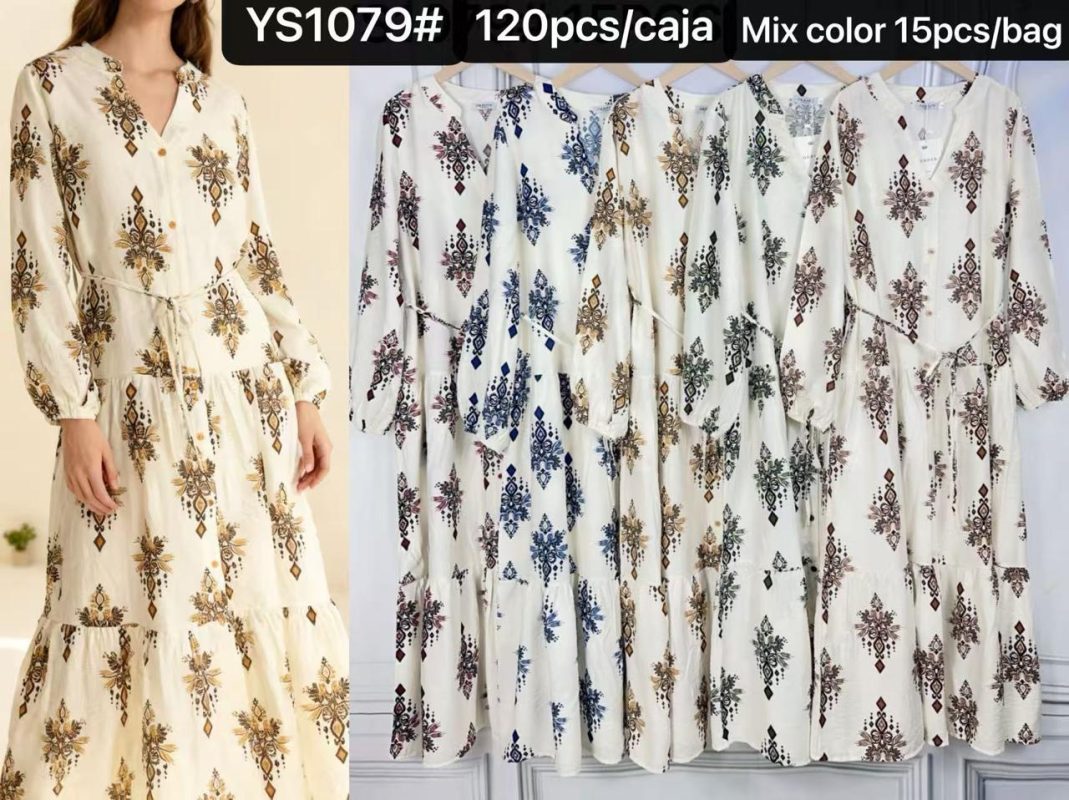 Vestido Estampado Manga Largo-YS1079