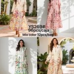 Vestido camisero floral con encaje-YS269 - 4