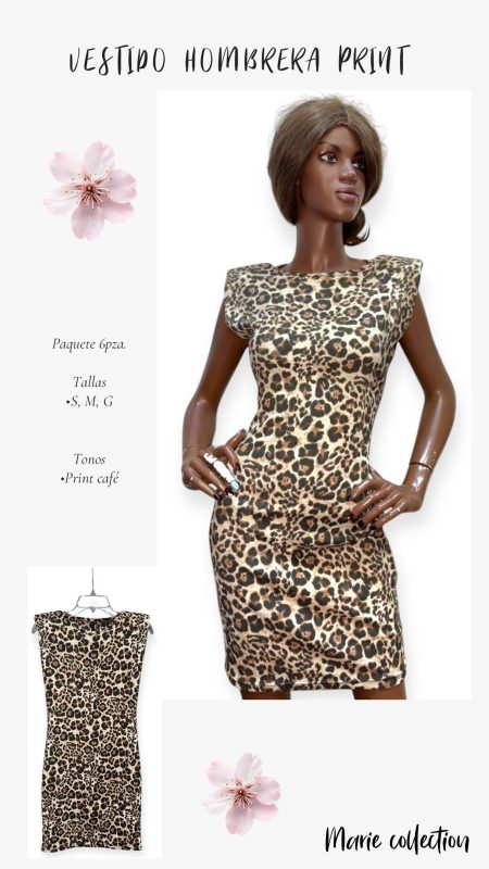 Vestido hombrera animal print-27221