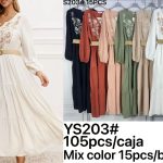 Vestido bordado con cinturón-YS203 - 1