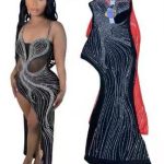 Vestido de fiesta con abertura-SS1005 - 1