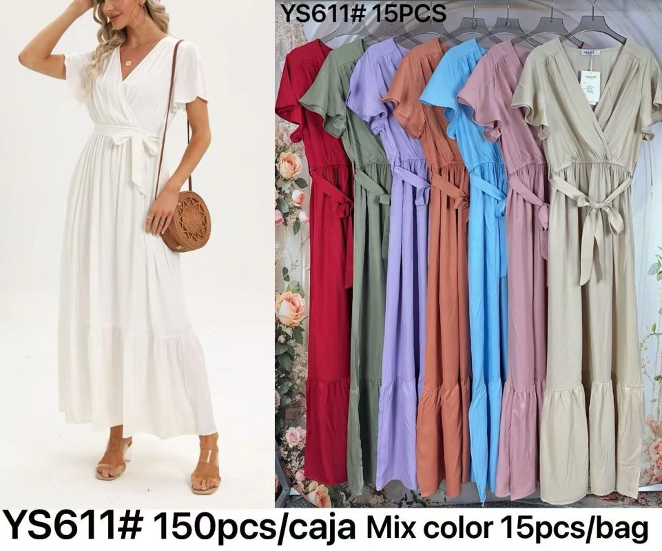 Vestido largo con cinturón-YS611