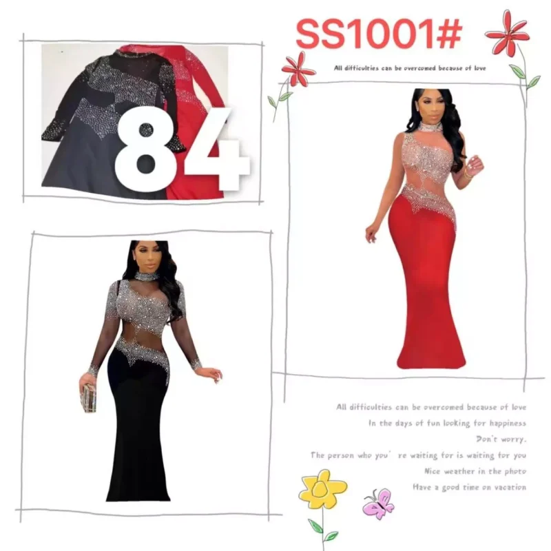 Vestido largo con pedrería-SS1001