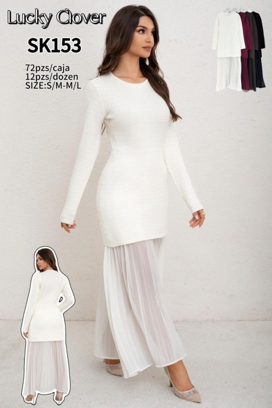 Vestido largo con top tejido-SK153