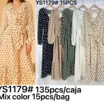 Vestido largo con volantes y estampado de lunares-YS1179 - 2