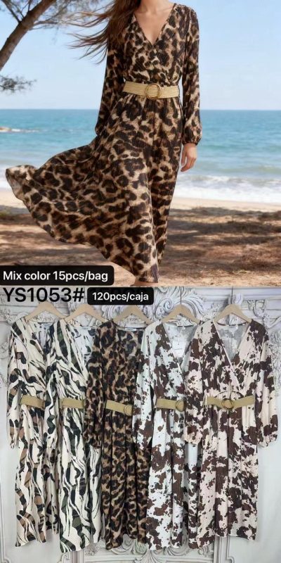 Vestido largo con cinturón-YS1053