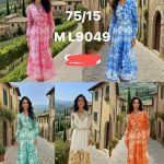 Vestido largo estampado con cinturón-ML9049 - 2