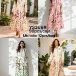 Vestido camisero floral con encaje-YS269 - 3