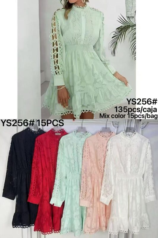 Vestido de encaje con manga larga-YS256