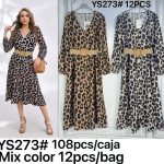Vestido midi estampado animal print con cinturón-YS273 - 7