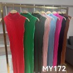 Vestido tejido con cuello alto y detalles de pedrería-MY172 - 2