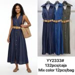 Vestido tipo camisa con cinturón-YY2333 - 1