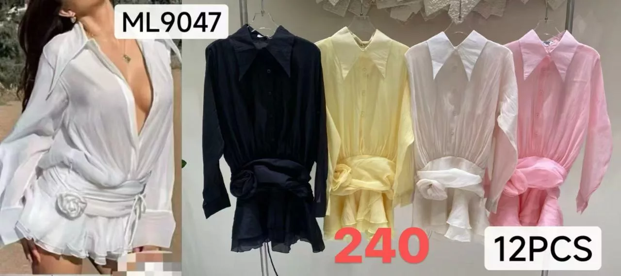 Vestido tipo camisa con cinturón-ML9047