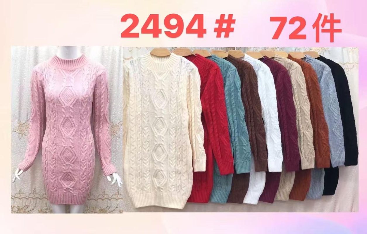 Vestido tipo suéter tejido de punto-JY2494